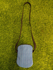 Khadi Sling Bag – Handcrafted Elegance Bluish-gray