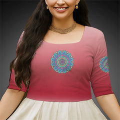 Kerala Long Blouse – Pookkalam Mandala Art Edition
