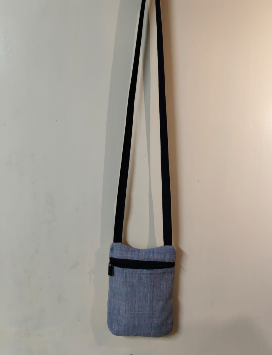 Khadi Sling Bag – Handcrafted Elegance Gray Plain Style