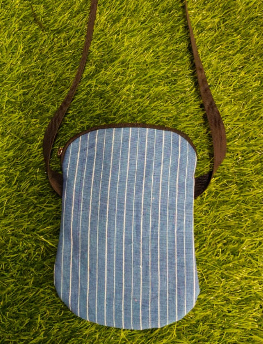 Khadi Sling Bag – Handcrafted Elegance Bluish-gray
